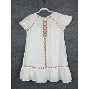 Madewell Embroidered Linen Blend Raglan Ruffle Mini Dress Lighthouse Floral XS